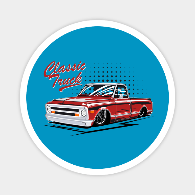 chevy classic truck low ride Magnet by masjestudio